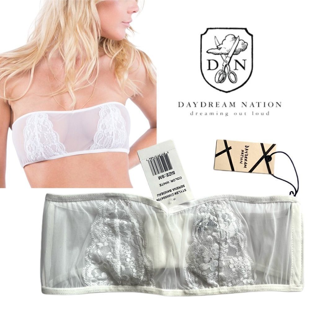 NWT Dolls Kill Daydream Nation Serena White Lace Strapless Bandeau